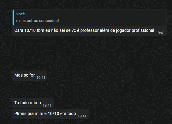 Feedback elogiando qualidade do conteúdo