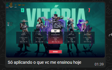 Vitória aplicando o conteúdo ensinado